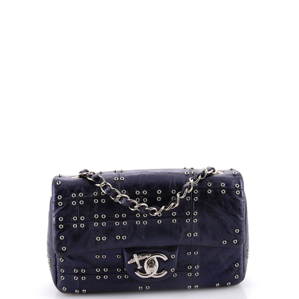 Airlines Classic Single Flap Bag Grommet Studded Calfskin Mini