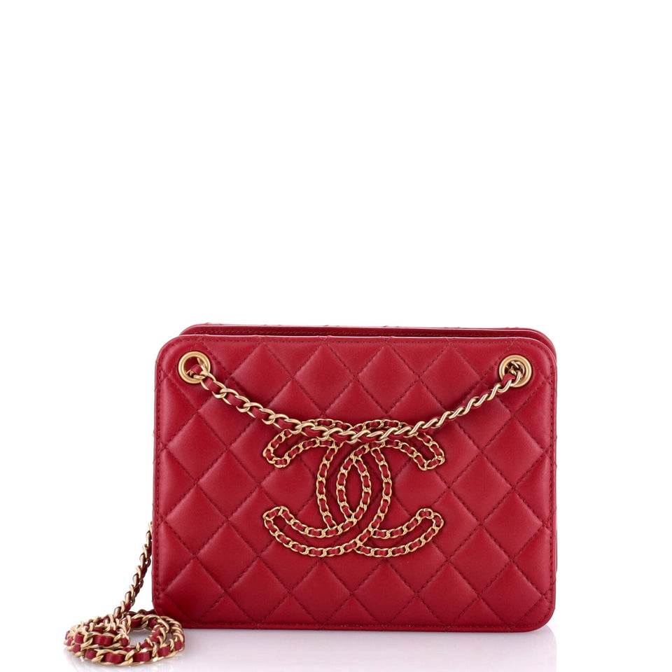 Once Upon a Time Chain CC Accordion Tote Quilted Calfskin Small
