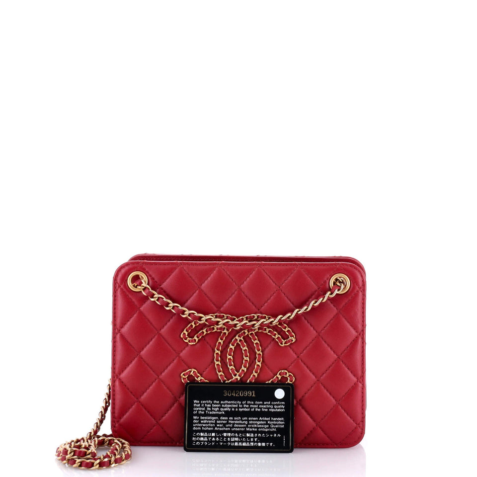 Once Upon a Time Chain CC Accordion Tote Quilted Calfskin Small