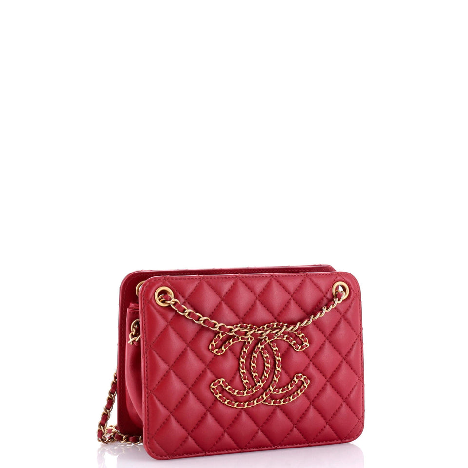 Once Upon a Time Chain CC Accordion Tote Quilted Calfskin Small