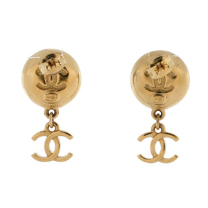 Camellia CC Drop Earrings Metal with Leather