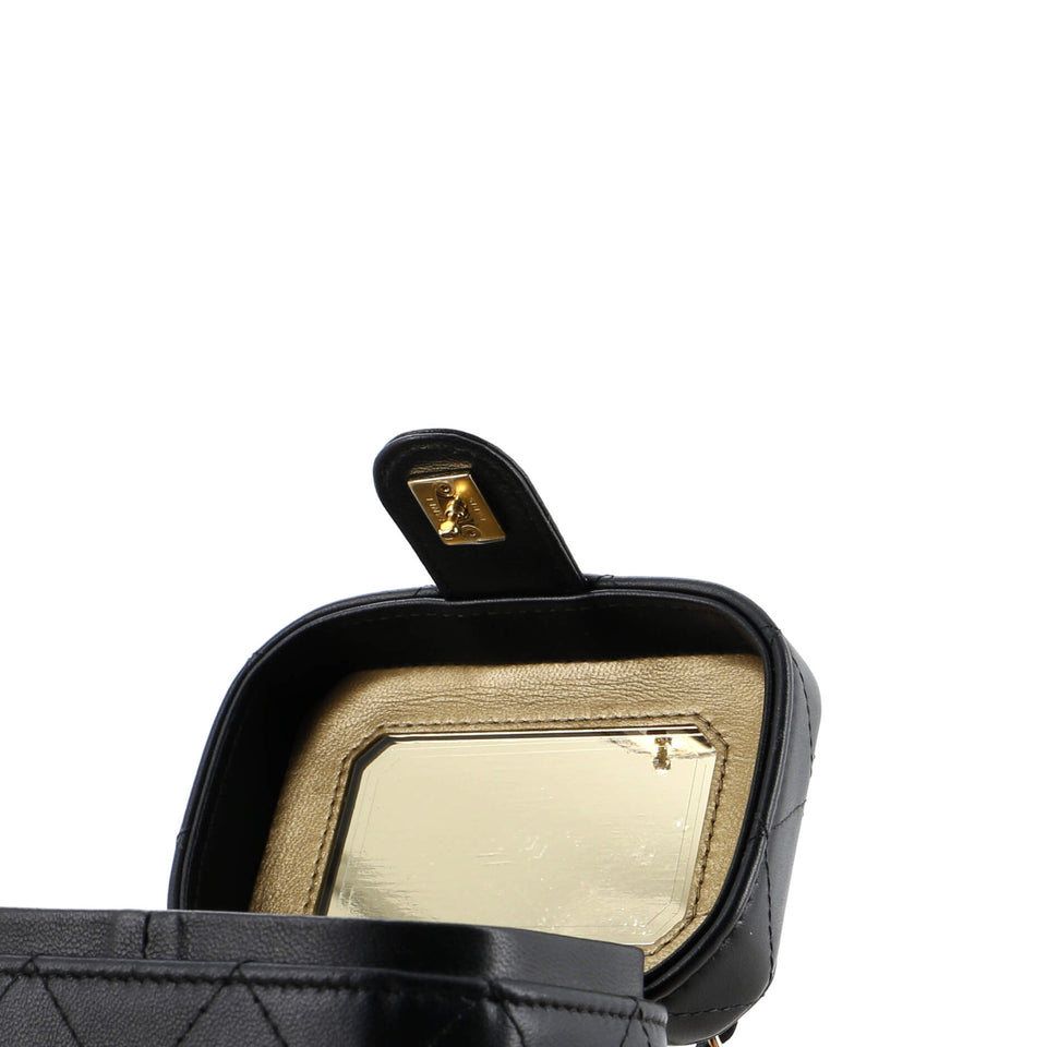 CC Turnlock Box Vanity Case with Chain Quilted Lambskin Mini