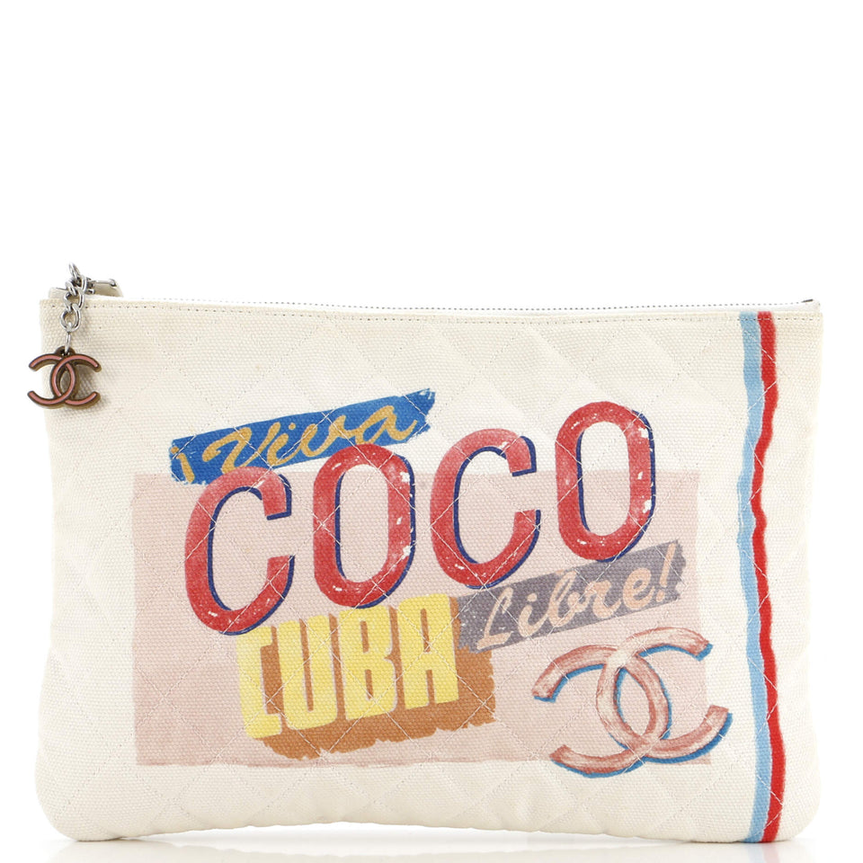 Coco Cuba Pouch Printed Quilted Canvas Medium