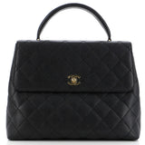 Vintage Classic Top Handle Flap Bag Quilted Caviar Jumbo