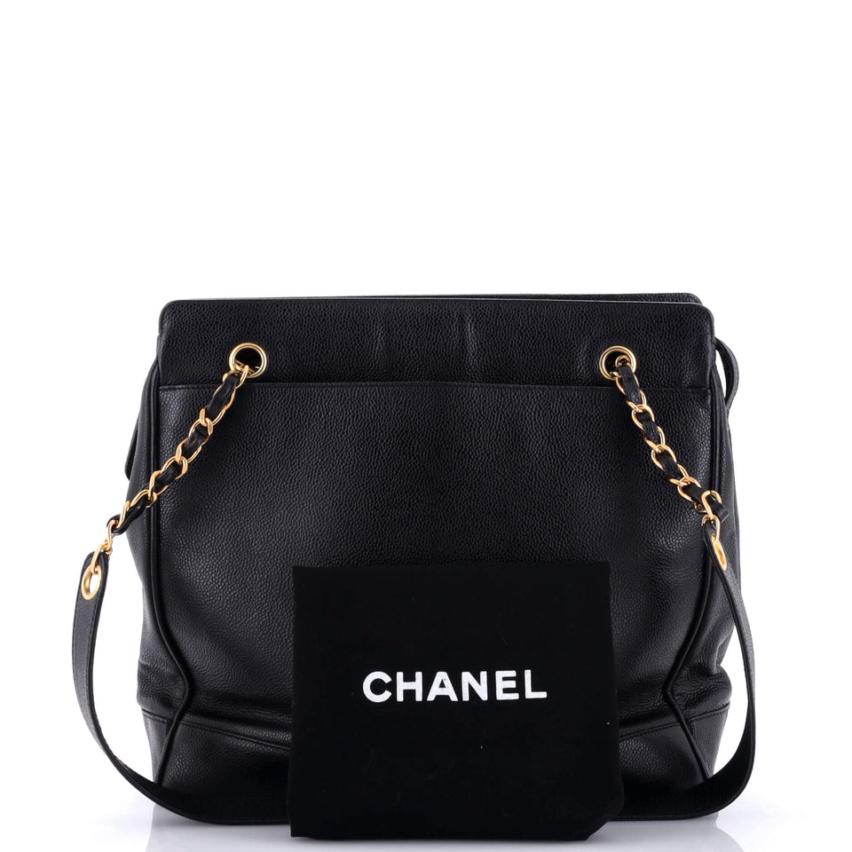 Vintage Logo Chain Tote Caviar Large