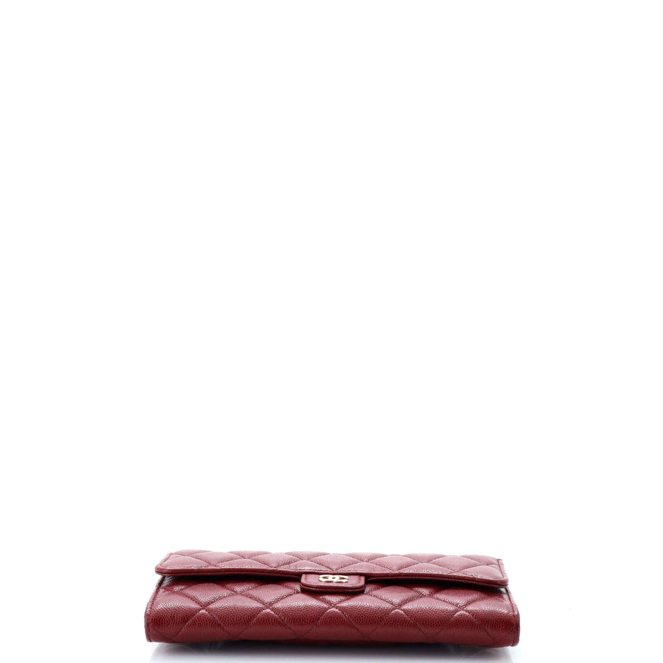 CC Gusset Classic Flap Wallet Quilted Caviar Long