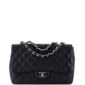Vintage Classic Single Flap Bag Quilted Caviar Jumbo