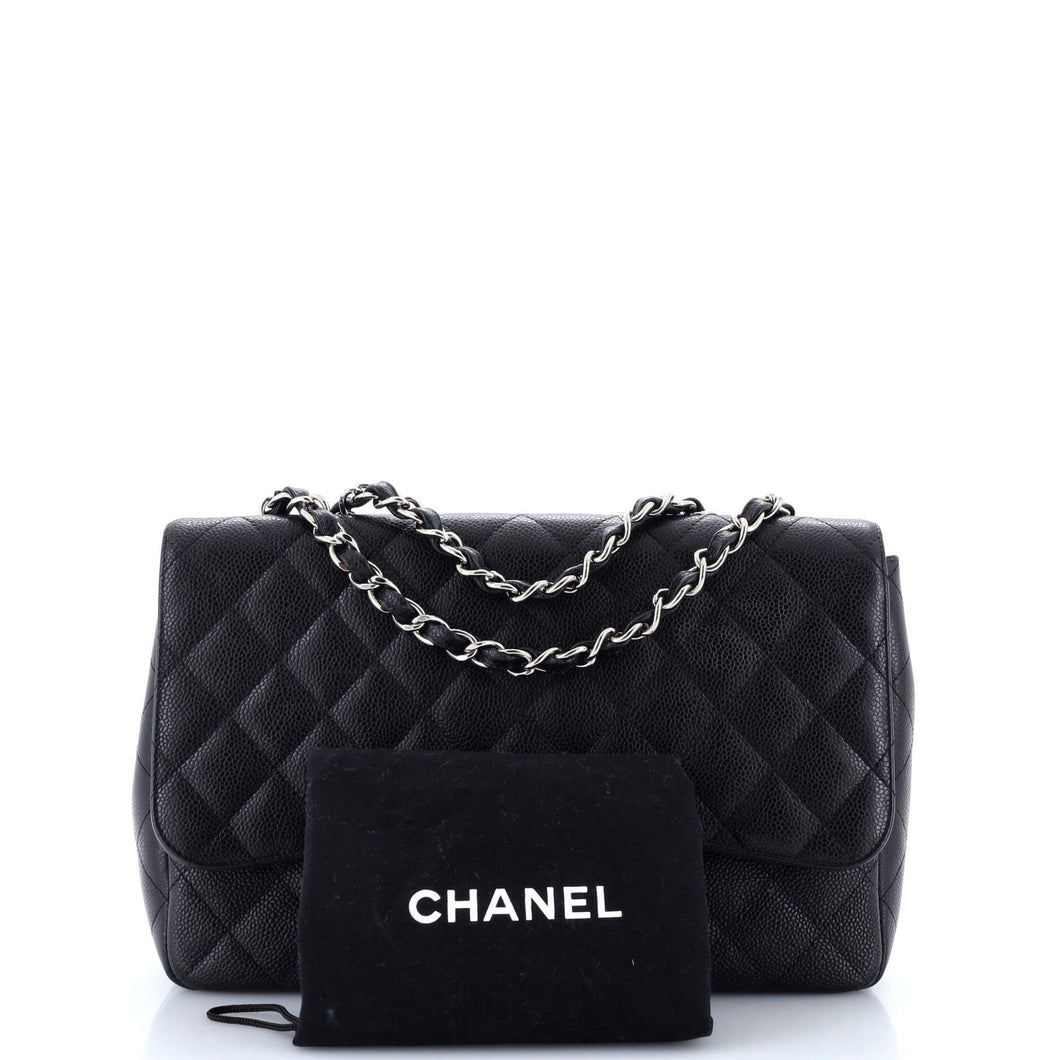 Vintage Classic Single Flap Bag Quilted Caviar Jumbo