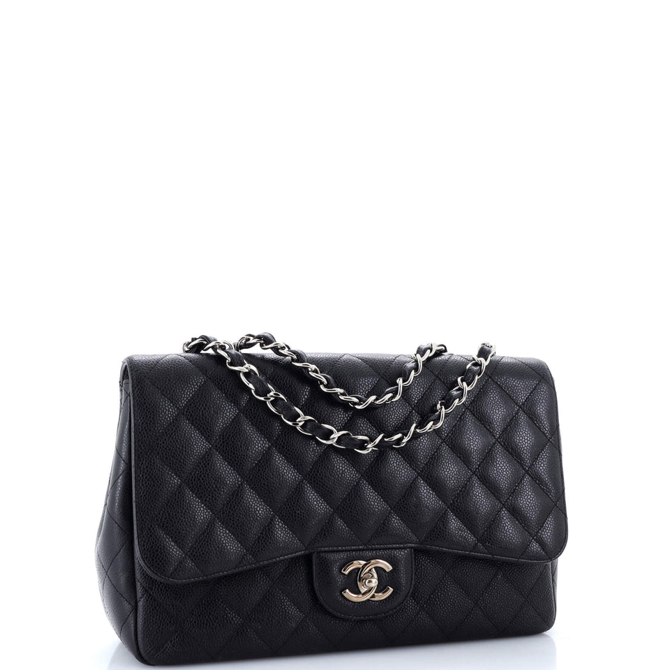 Vintage Classic Single Flap Bag Quilted Caviar Jumbo