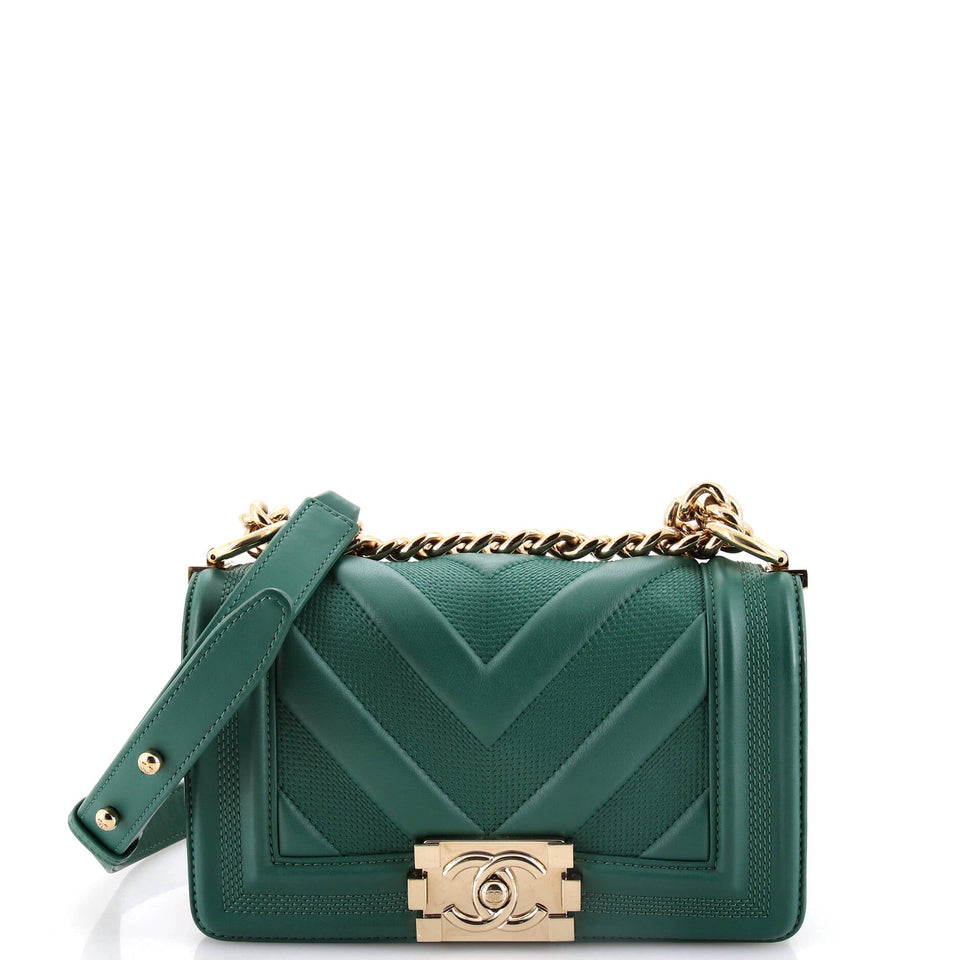 Boy Flap Bag Perforated Chevron Lambskin Small