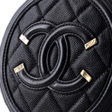 Filigree Round Clutch with Chain Quilted Caviar Mini