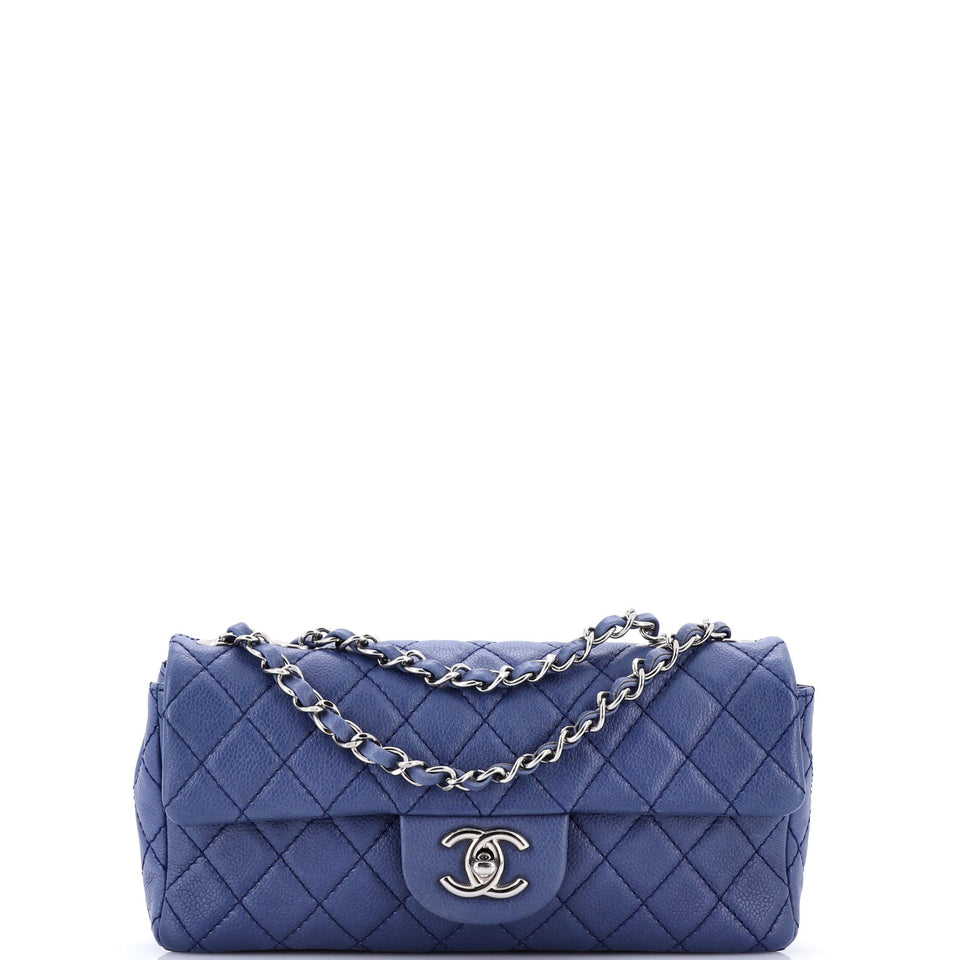 Classic Single Flap Bag Quilted Caviar East West