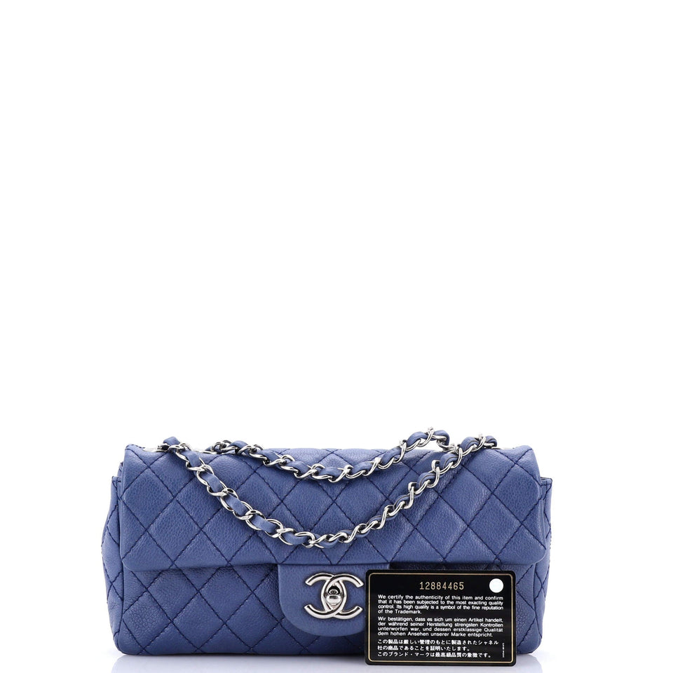 Classic Single Flap Bag Quilted Caviar East West