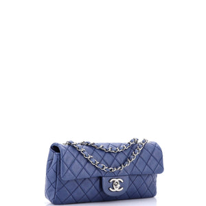 Classic Single Flap Bag Quilted Caviar East West