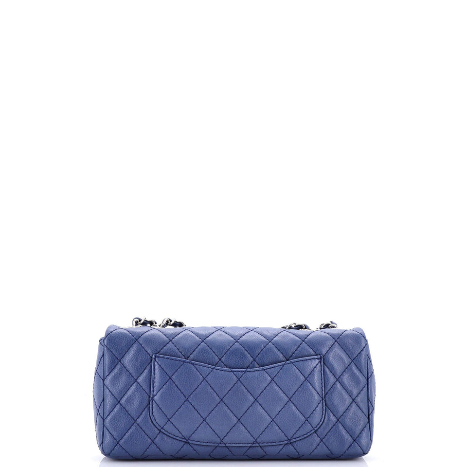 Classic Single Flap Bag Quilted Caviar East West
