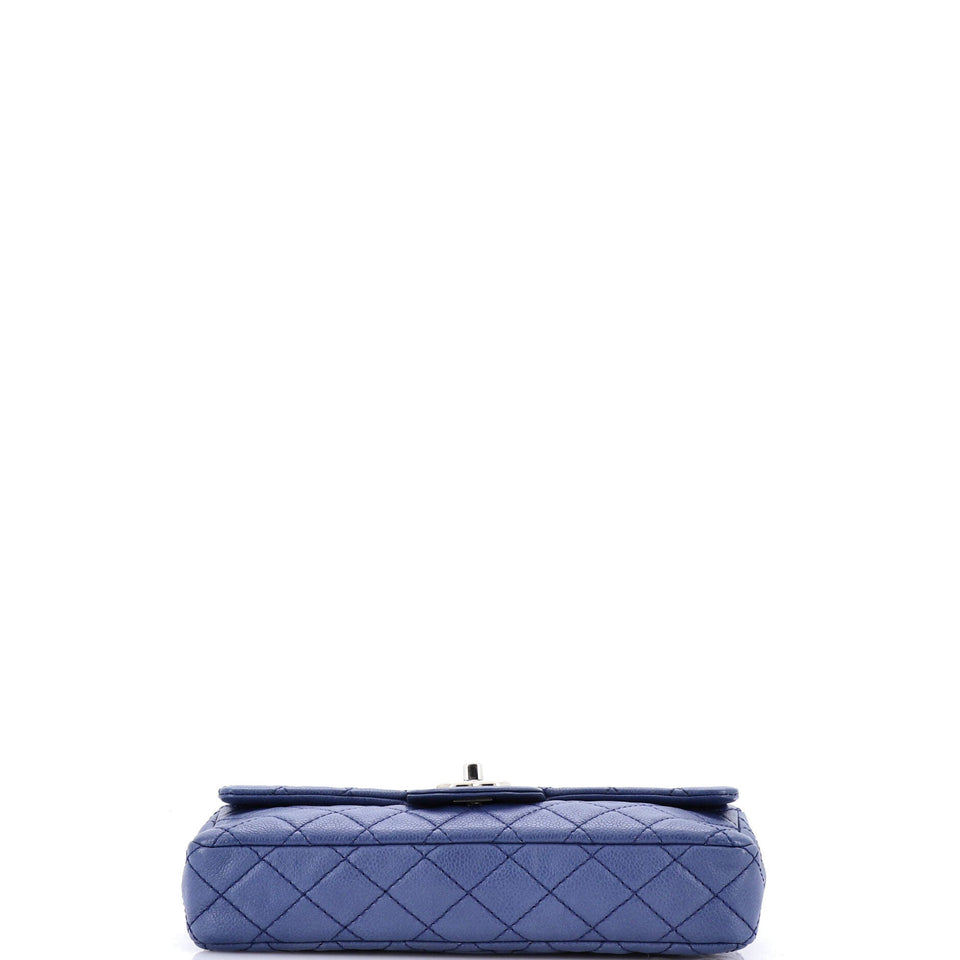 Classic Single Flap Bag Quilted Caviar East West