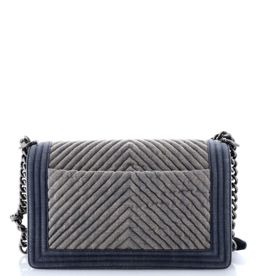 Boy Flap Bag Chevron Denim New Medium