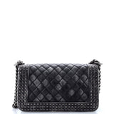 Paris-Dallas Boy Flap Bag Studded Quilted Distressed Calfskin Old Medium
