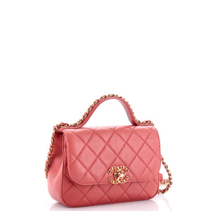 Chain Infinity Top Handle Bag Quilted Lambskin Mini