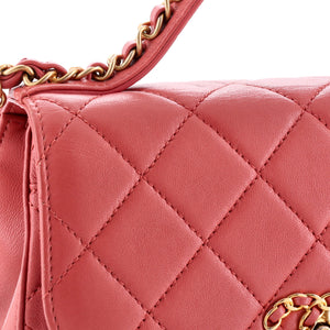 Chain Infinity Top Handle Bag Quilted Lambskin Mini
