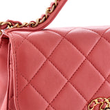 Chain Infinity Top Handle Bag Quilted Lambskin Mini