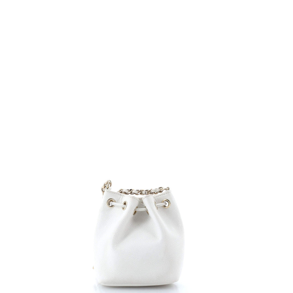 Business Affinity Drawstring Bucket Bag Quilted Caviar Mini