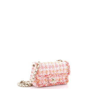 Classic Single Flap Bag Braided Quilted Tweed with Sequins Mini