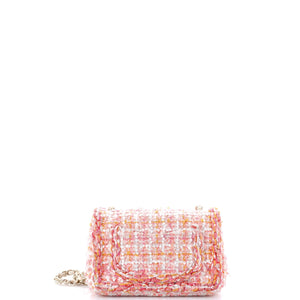 Classic Single Flap Bag Braided Quilted Tweed with Sequins Mini