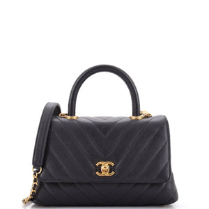 Coco Top Handle Bag Chevron Caviar Mini