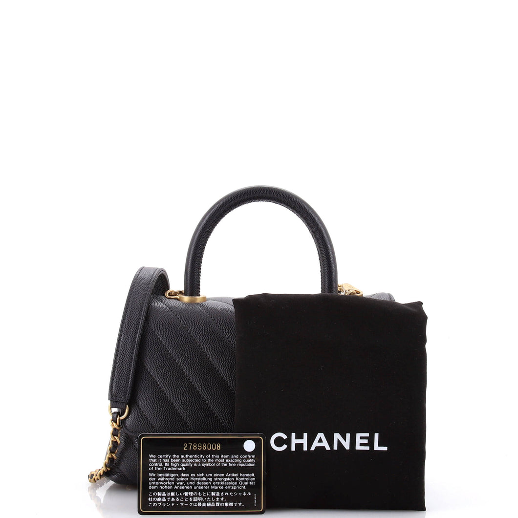 Coco Top Handle Bag Chevron Caviar Mini