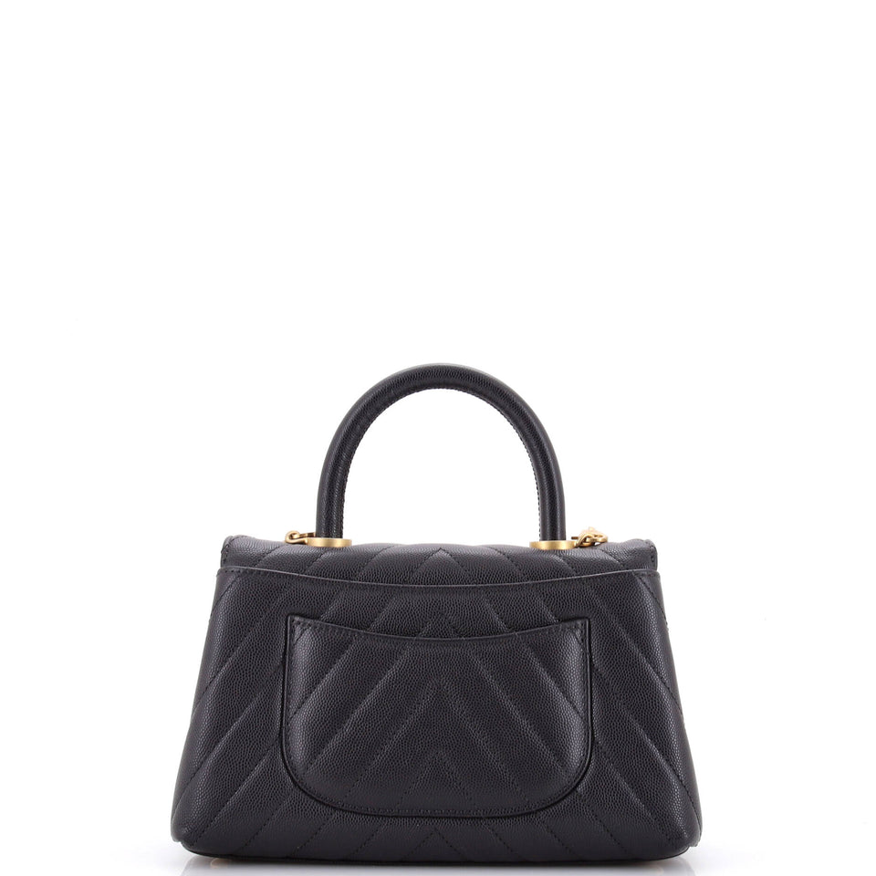 Coco Top Handle Bag Chevron Caviar Mini