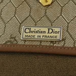 CHRISTIAN DIOR Honeycomb Canvas Hand Bag Beige  31593