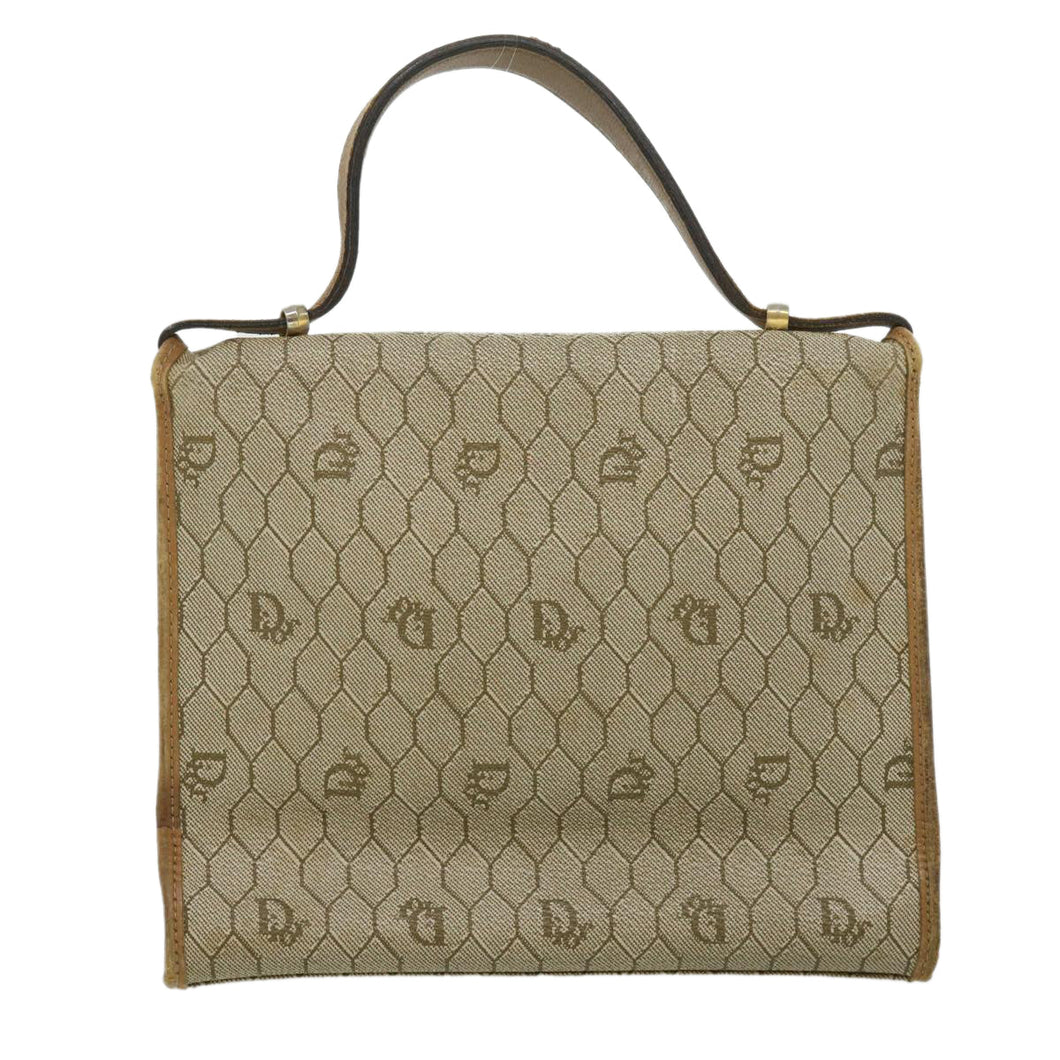 CHRISTIAN DIOR Honeycomb Canvas Hand Bag Beige  31593