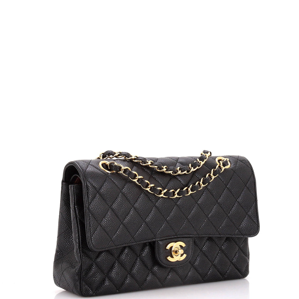 Classic Double Flap Bag Quilted Caviar Medium