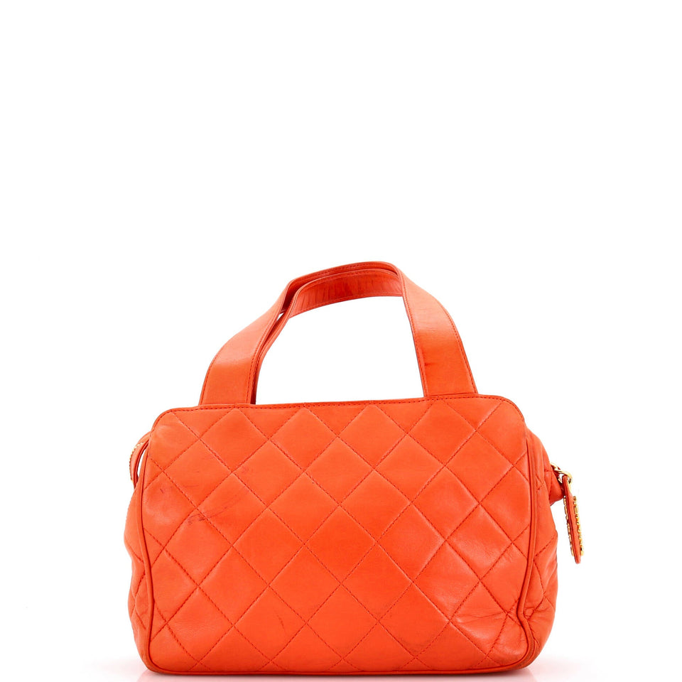 Vintage CC Front Pocket Shoulder Bag Quilted Lambskin Small