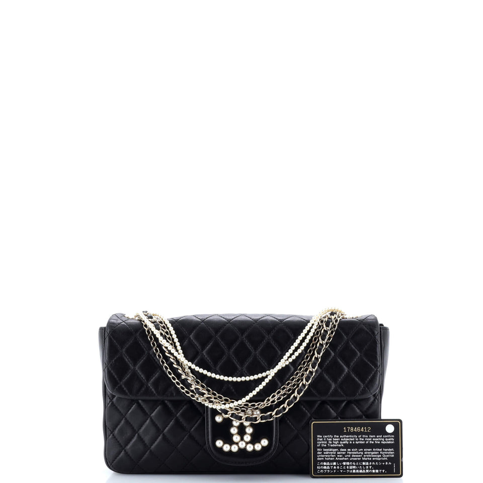 Westminster Pearl Chain Flap Bag Quilted Lambskin Medium