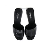 Women's CC Block Heeled Mule Sandals Patent