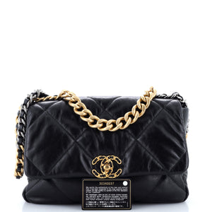 19 Flap Bag Quilted Leather Large