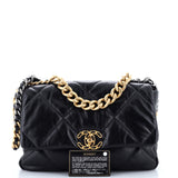 19 Flap Bag Quilted Leather Large