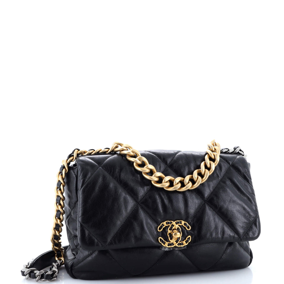19 Flap Bag Quilted Leather Large