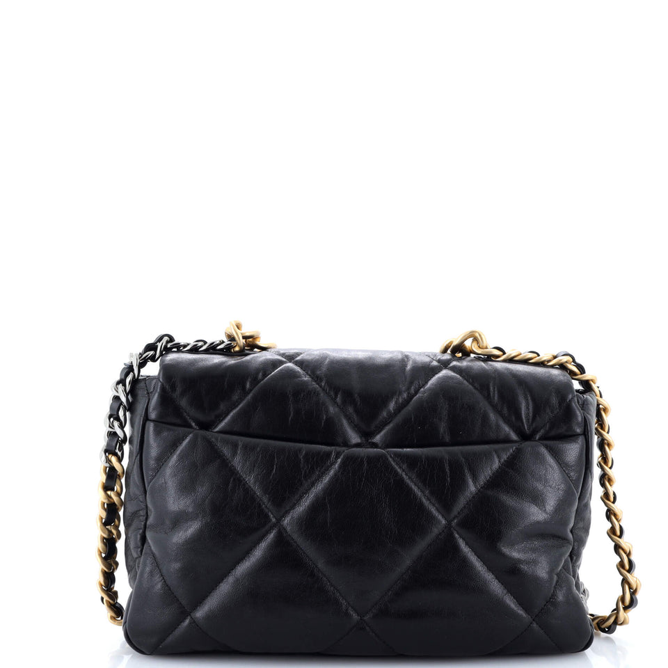 19 Flap Bag Quilted Leather Large