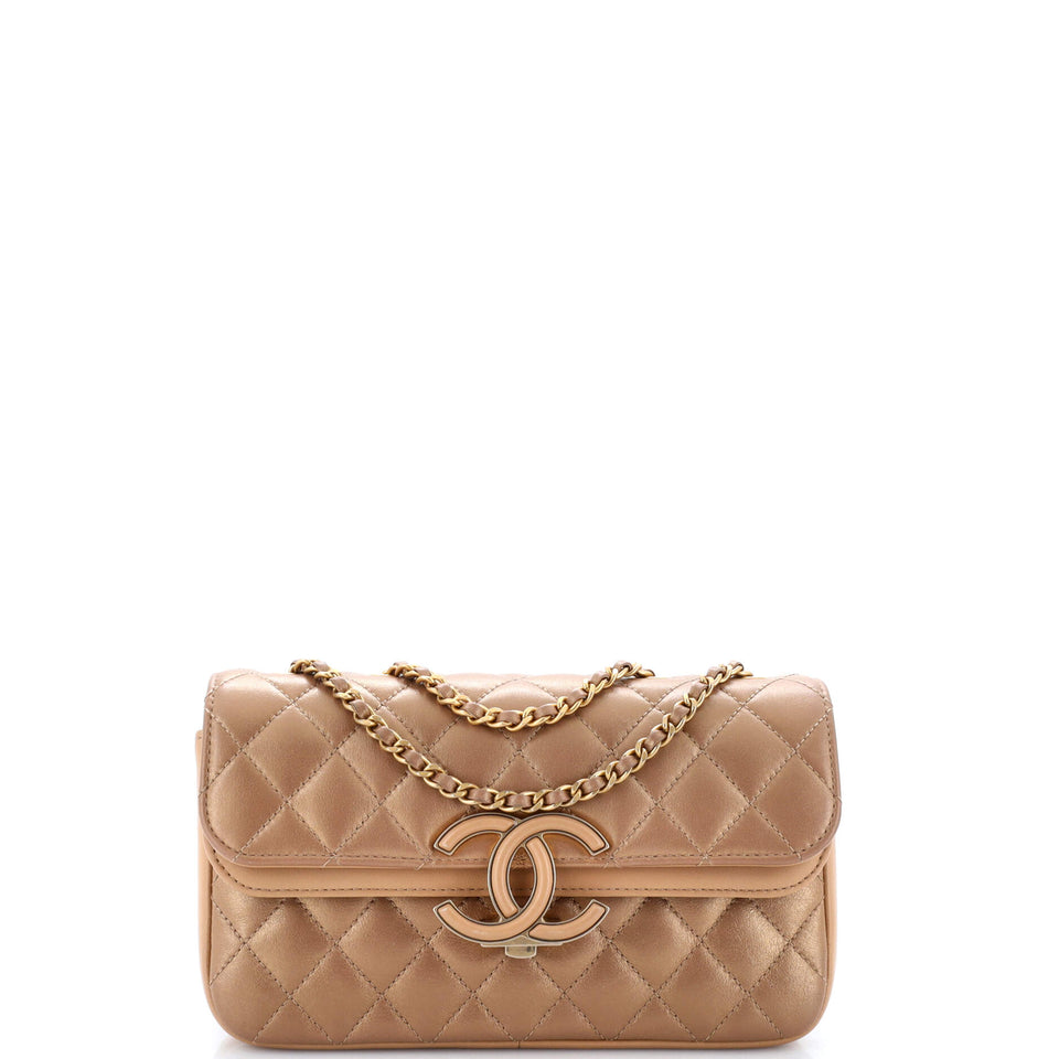 CC Chic Double Flap Bag Quilted Lambskin Small