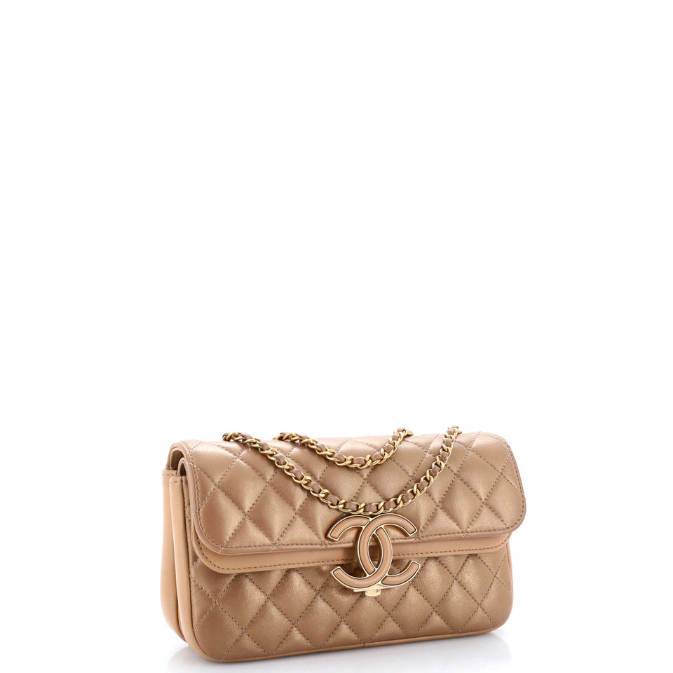 CC Chic Double Flap Bag Quilted Lambskin Small