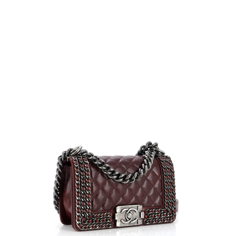 Chained Boy Flap Bag Quilted Glazed Calfskin Small