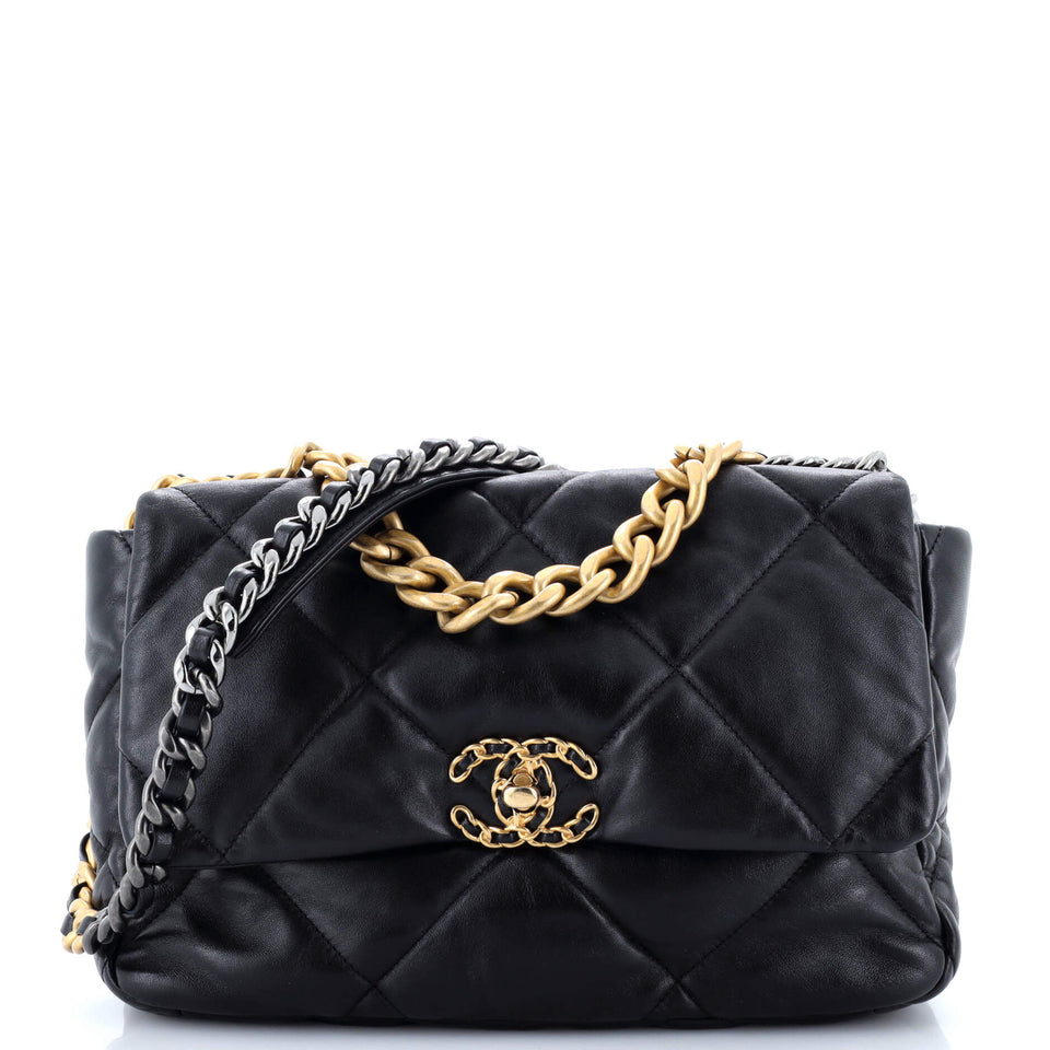 19 Flap Bag Quilted Leather Large