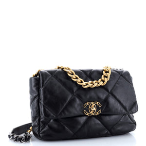 19 Flap Bag Quilted Leather Large