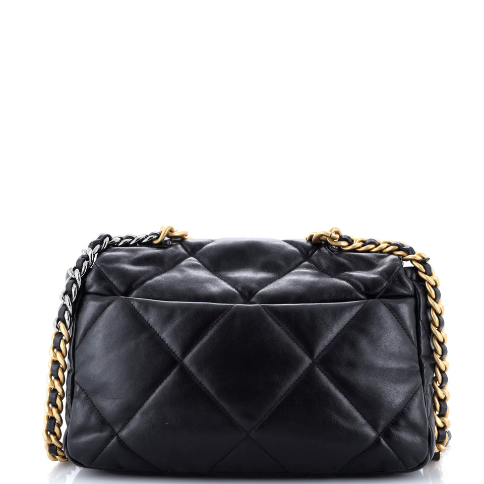 19 Flap Bag Quilted Leather Large