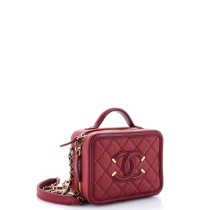 Filigree Vanity Case Quilted Caviar Small