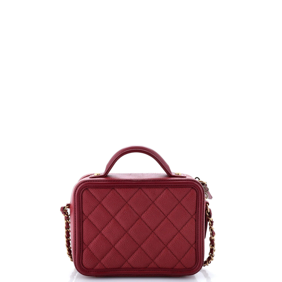 Filigree Vanity Case Quilted Caviar Small