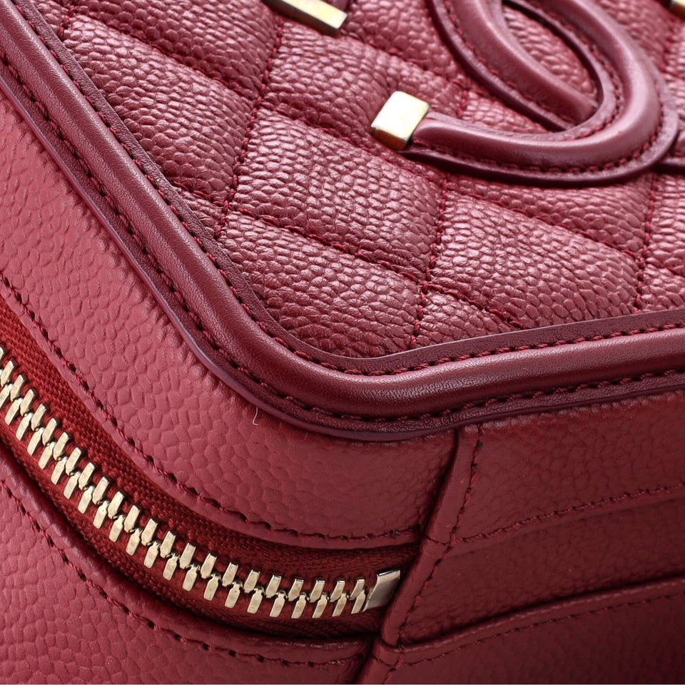 Filigree Vanity Case Quilted Caviar Small